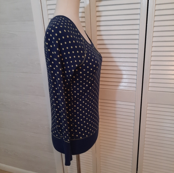 Victoria's secret navy gold polka dot top sweater sz XS *G - Picture 6 of 7